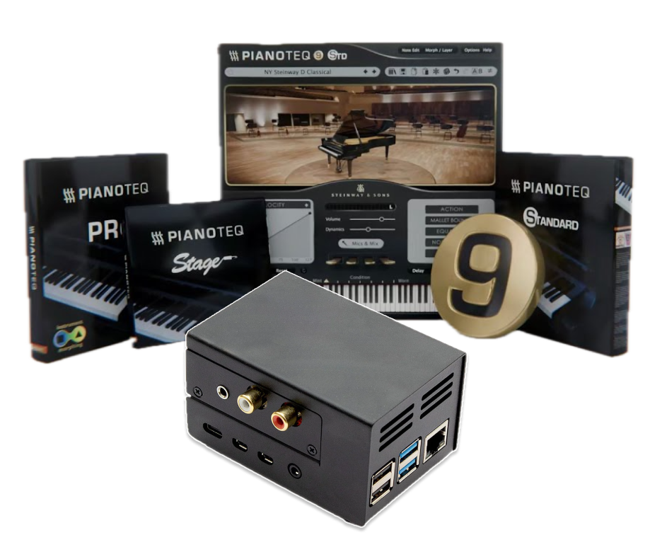 Portable digital rehearsal instrument running Pianoteq